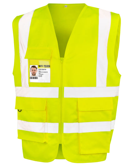 Result Workguard Heavyduty Security Vest R477X - Fluoresent Yellow - Customisable H-Vis Vests