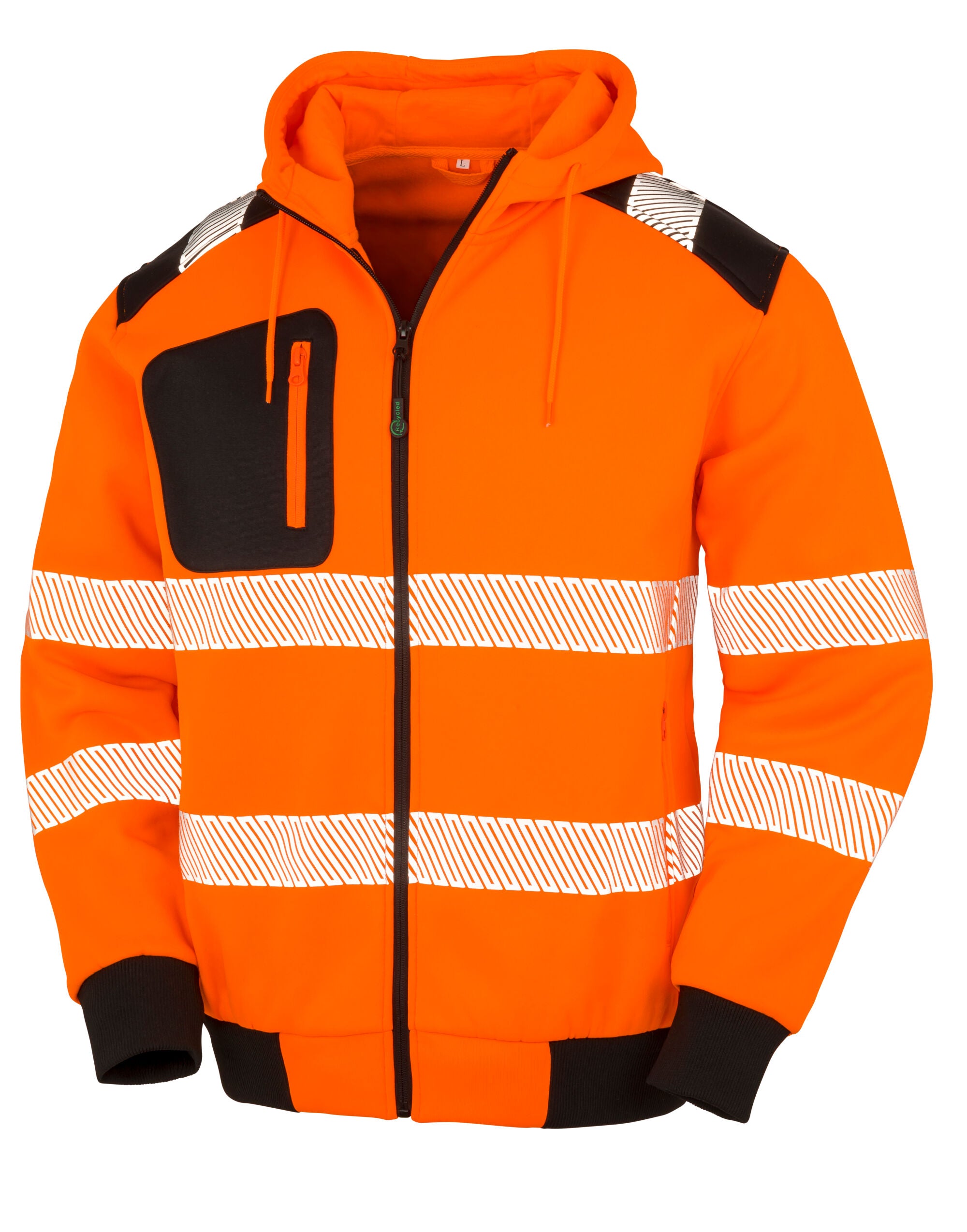 Result Recycled Zipped Safety Hoody R503X - Fluoresent Orange - Customisable Safetywear