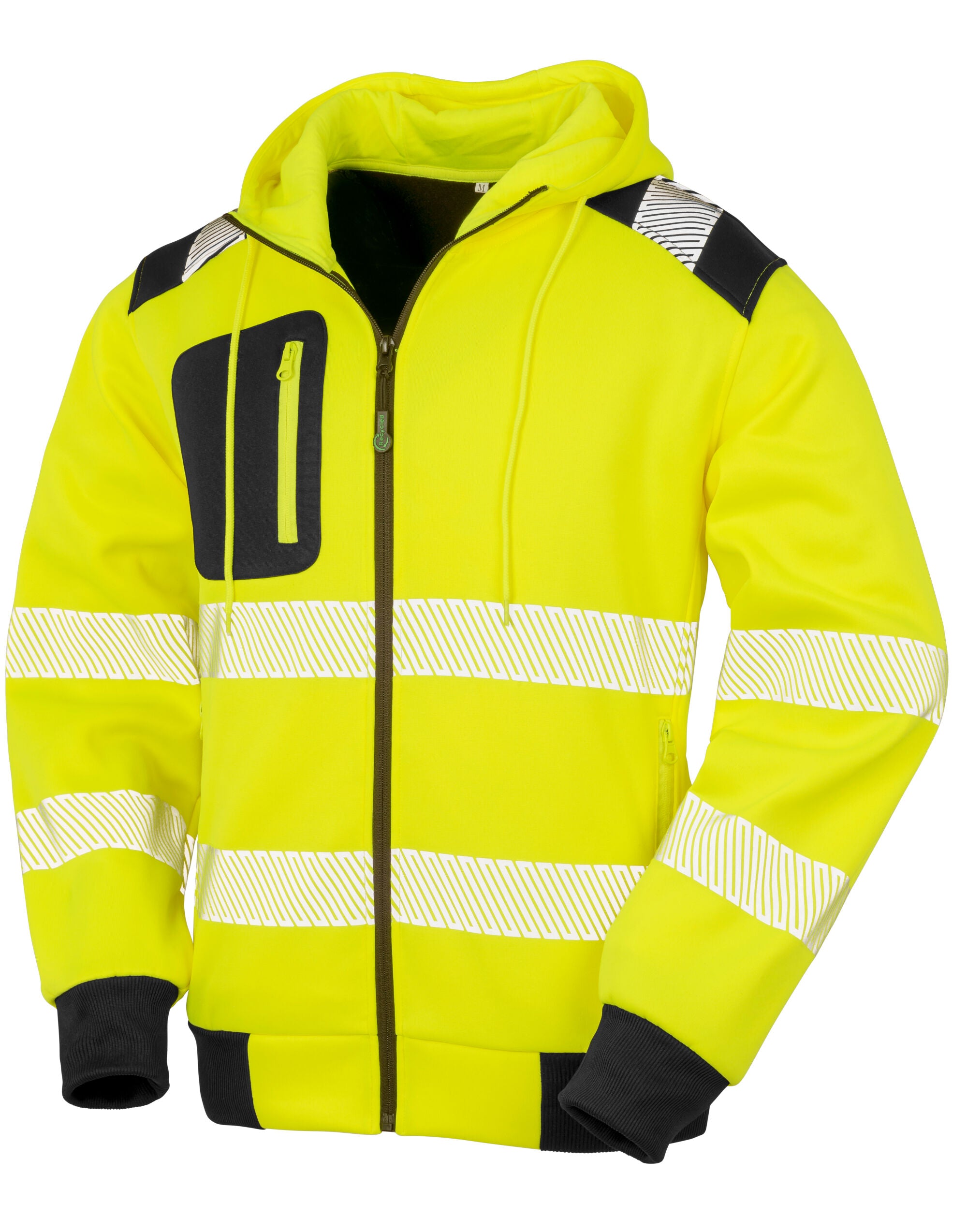 Result Recycled Zipped Safety Hoody R503X - Fluoresent Yellow - Customisable Safetywear