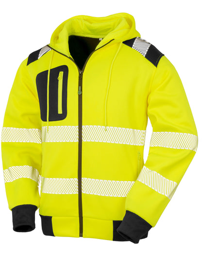 Result Recycled Zipped Safety Hoody R503X - Fluoresent Yellow - Customisable Safetywear