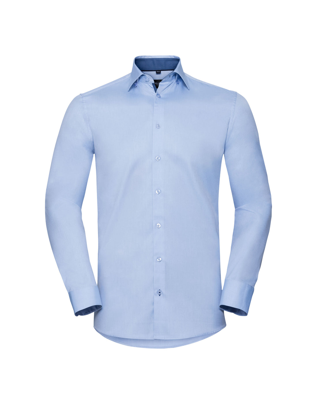Russell Collection Russell Mens LS Contrast HBone Shirt r964mc - Light Blue Mid Blue Bright Navy - Customisable Corporate Wear