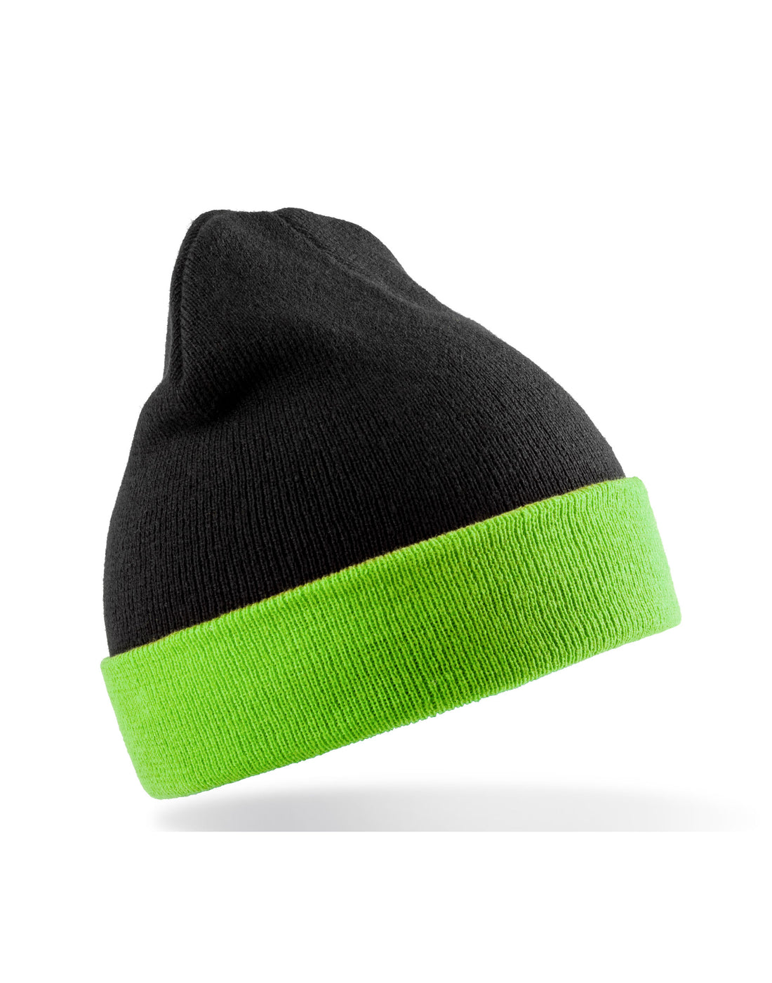 Result Recycled Black Compass Beanie rc930x - Black Lime Green O S - Customisable Caps