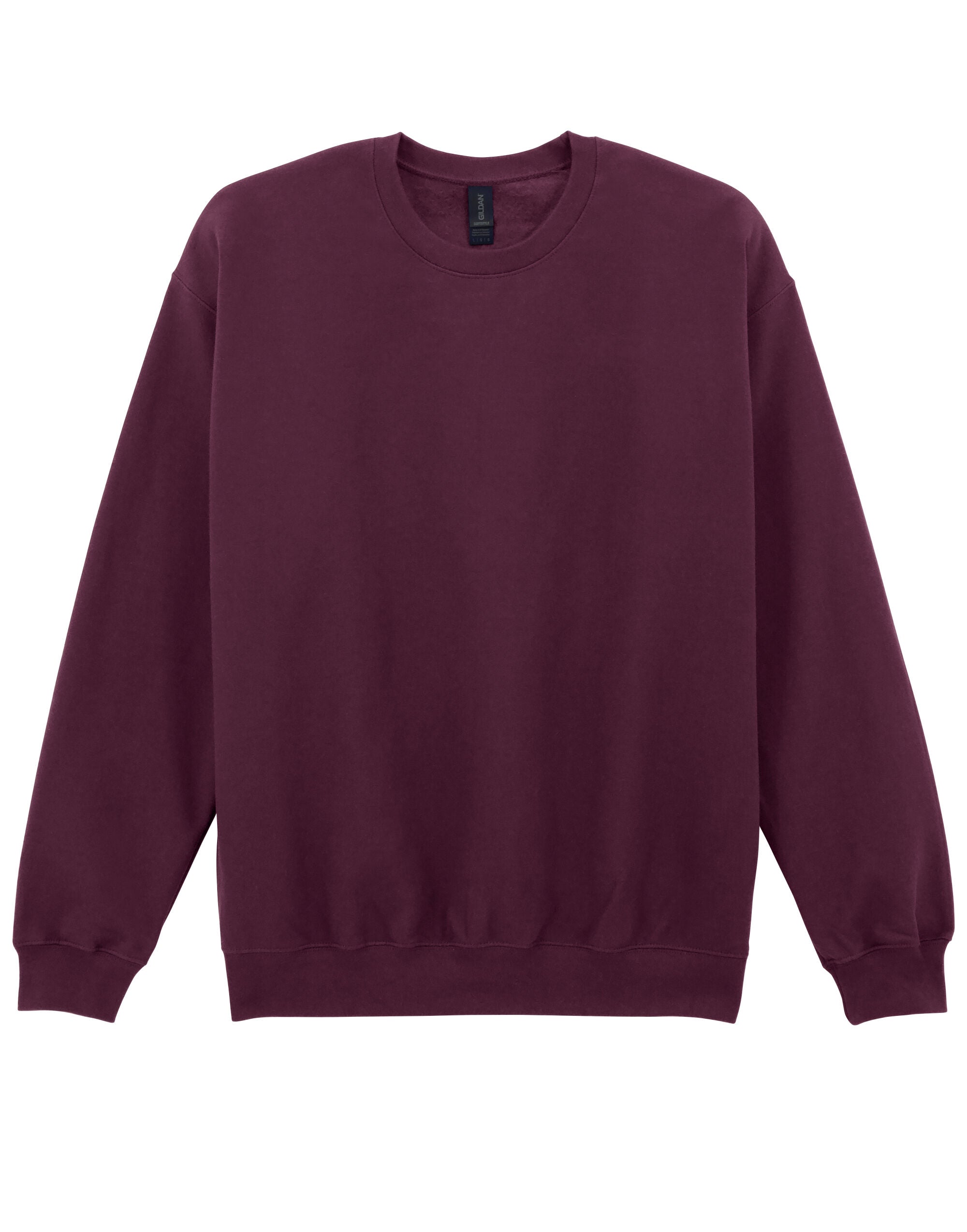 Softstyle Midweight Fleece Adult Crewneck - Maroon -SF000 - Maroon - Customisable Sweatshirts And Hoodies