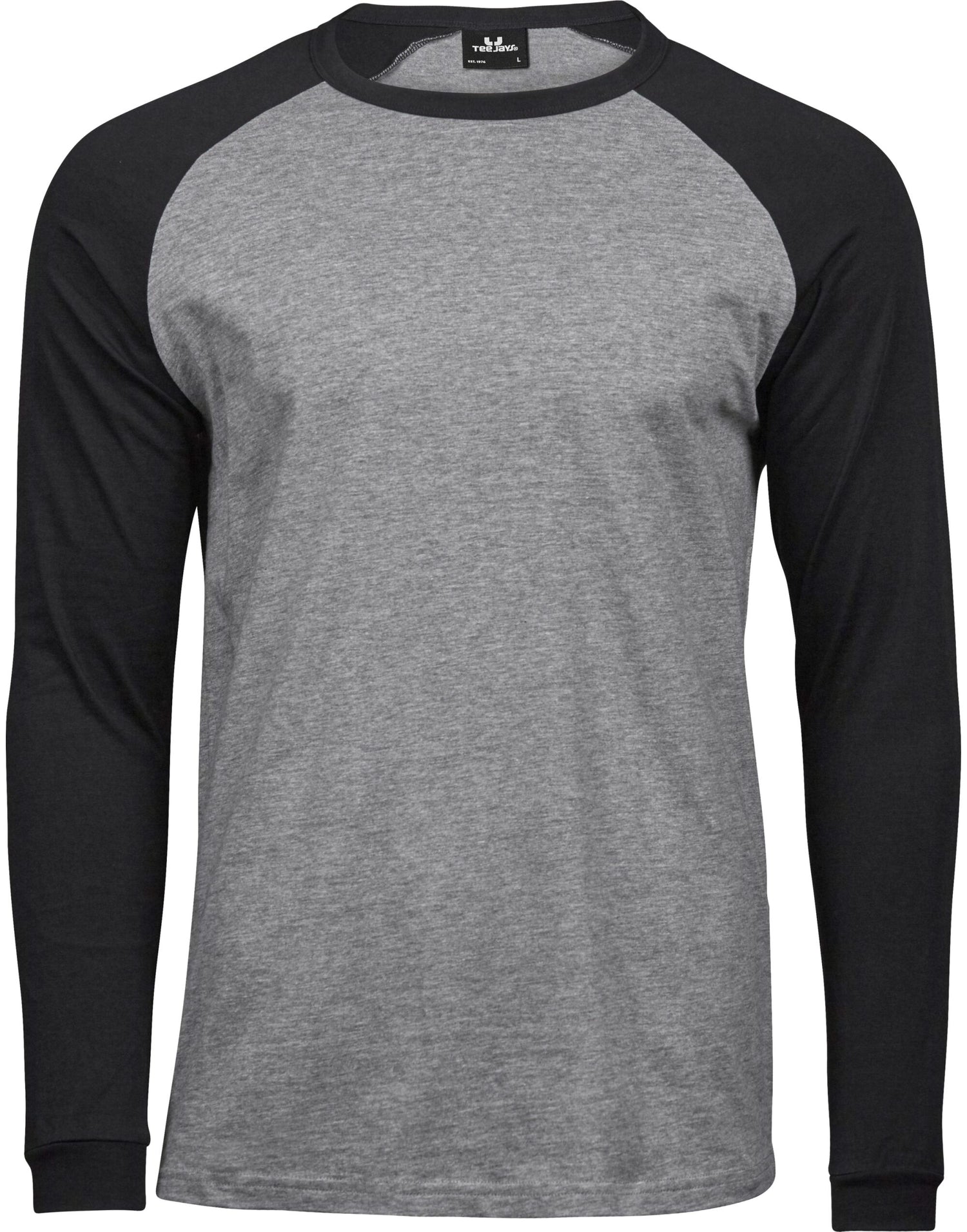 Tee Jays Mens Baseball Tee TJ5072 - Heather Grey black - Customisable T-Shirts