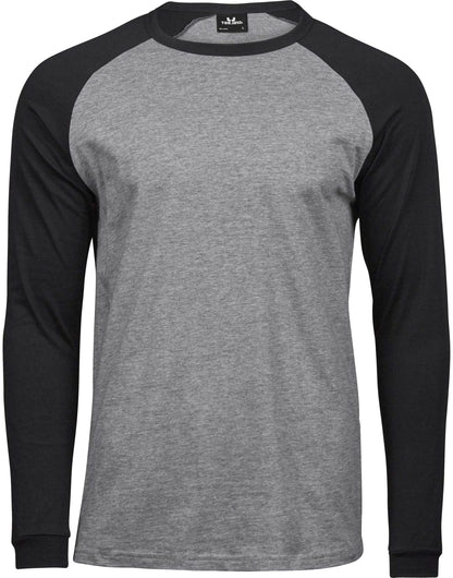 Tee Jays Mens Baseball Tee TJ5072 - Heather Grey black - Customisable T-Shirts