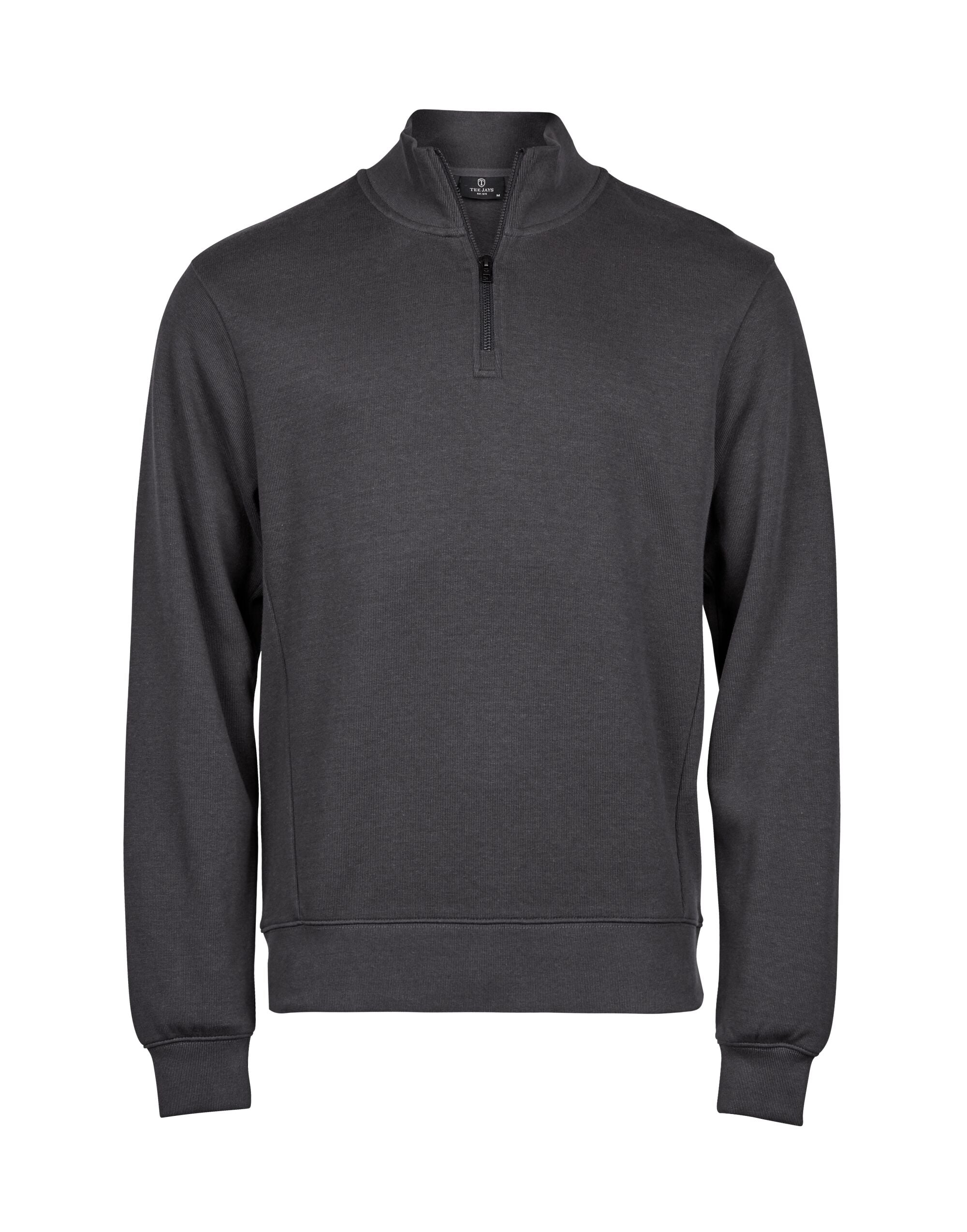 Tee Jays Ribbed Interlock Half Zip TJ5506 - Dark Grey - Customisable Sweatshirts