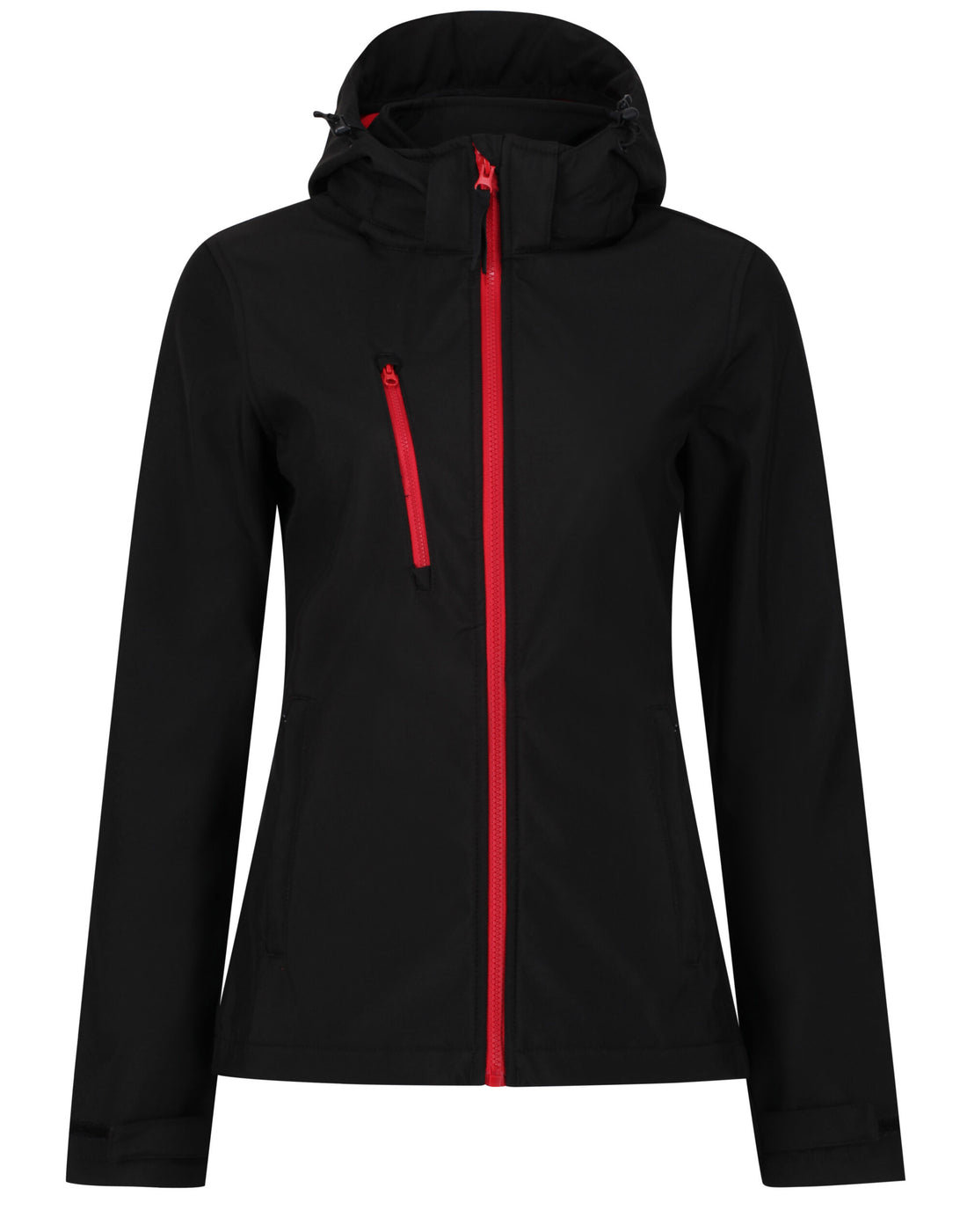 Regatta Professional Regatta Womens Venturer Hooded Softshell tra702 - Black Red - Customisable Jackets