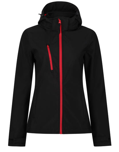 Regatta Professional Regatta Womens Venturer Hooded Softshell tra702 - Black Red - Customisable Jackets