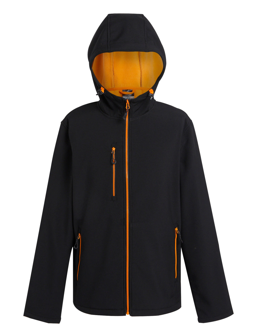 Regatta Professional Regatta Navigate 2-Layer Hood Softshell TRA705 - Black Orange Pop - Customisable Softshell Jacket