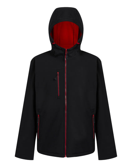 Regatta Professional Regatta Navigate 2-Layer Hood Softshell TRA705 - Black Classic Red - Customisable Softshell Jacket