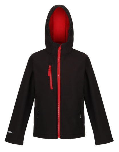 Regatta Junior Ablaze 3 Layer Softshell tra735 - Black Classic Red - Customisable Jacket
