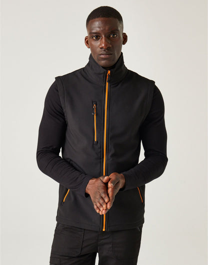 Regatta Professional Regatta Navigate 2L Softshell Bodywarmer TRA915 - Black Orange Pop - Customisable Bodywarmer