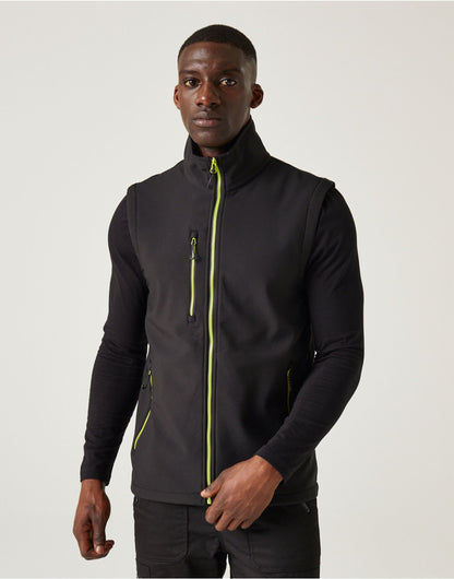 Regatta Professional Regatta Navigate 2L Softshell Bodywarmer TRA915 - Black Lime - Customisable Bodywarmer