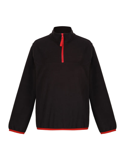 Regatta Junior Micro Fleece Half Zip trf679 - Black Classic Red - Customisable Outerwear