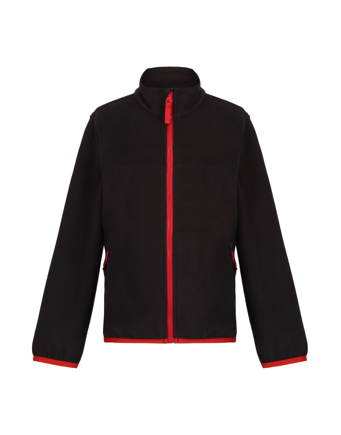 Regatta Junior Full Zip Microfleece trf688 - Black Classic Red - Customisable Outerwear