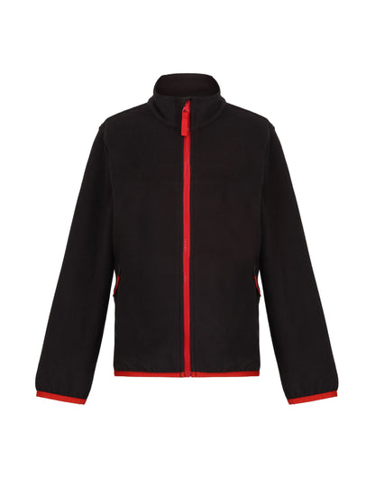 Regatta Junior Full Zip Microfleece trf688 - Black Classic Red - Customisable Outerwear