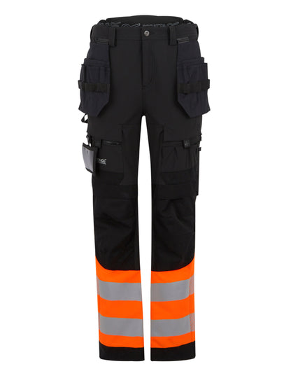 Regatta High Visibility Regatta Hi-Vis X-Pro Stretch Holster Trs TRJ480R - Black Hi-Vis Orange - Customisable