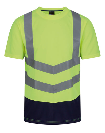 Regatta High Visibility Regatta Hi Vis Pro Short Sleeve T-Shirt TRS194 - Hi-Vis Yellow Navy - Customisable Hi-Vis T-Shirts