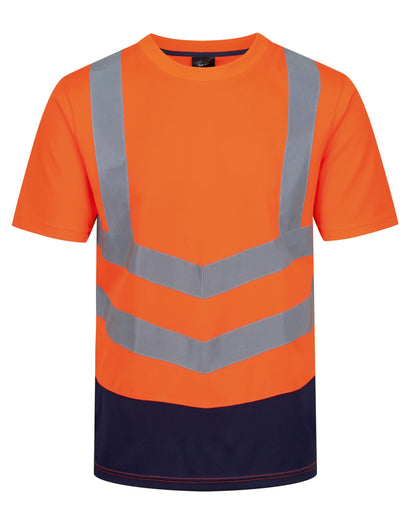 Regatta High Visibility Regatta Hi Vis Pro Short Sleeve T-Shirt TRS194 - Hi Vis Orange Navy - Customisable Hi-Vis T-Shirts