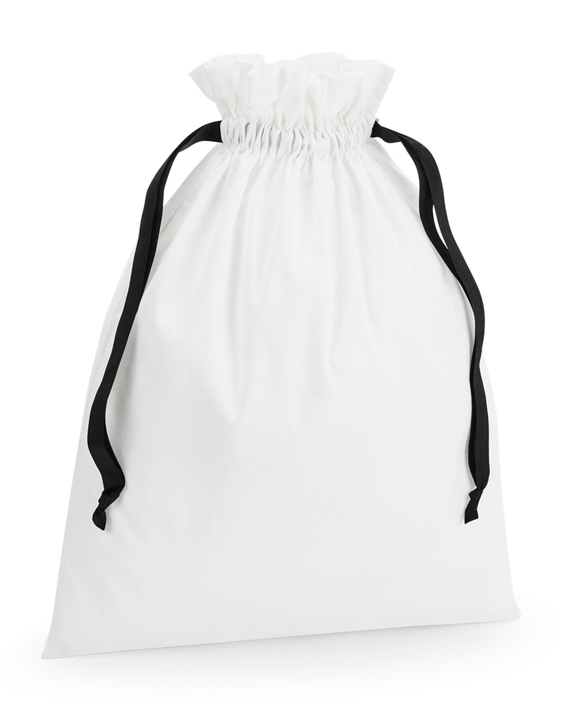 Westford Mill Cotton Bag W Ribbon Cord w121 - Soft White Black - Customisable Bags
