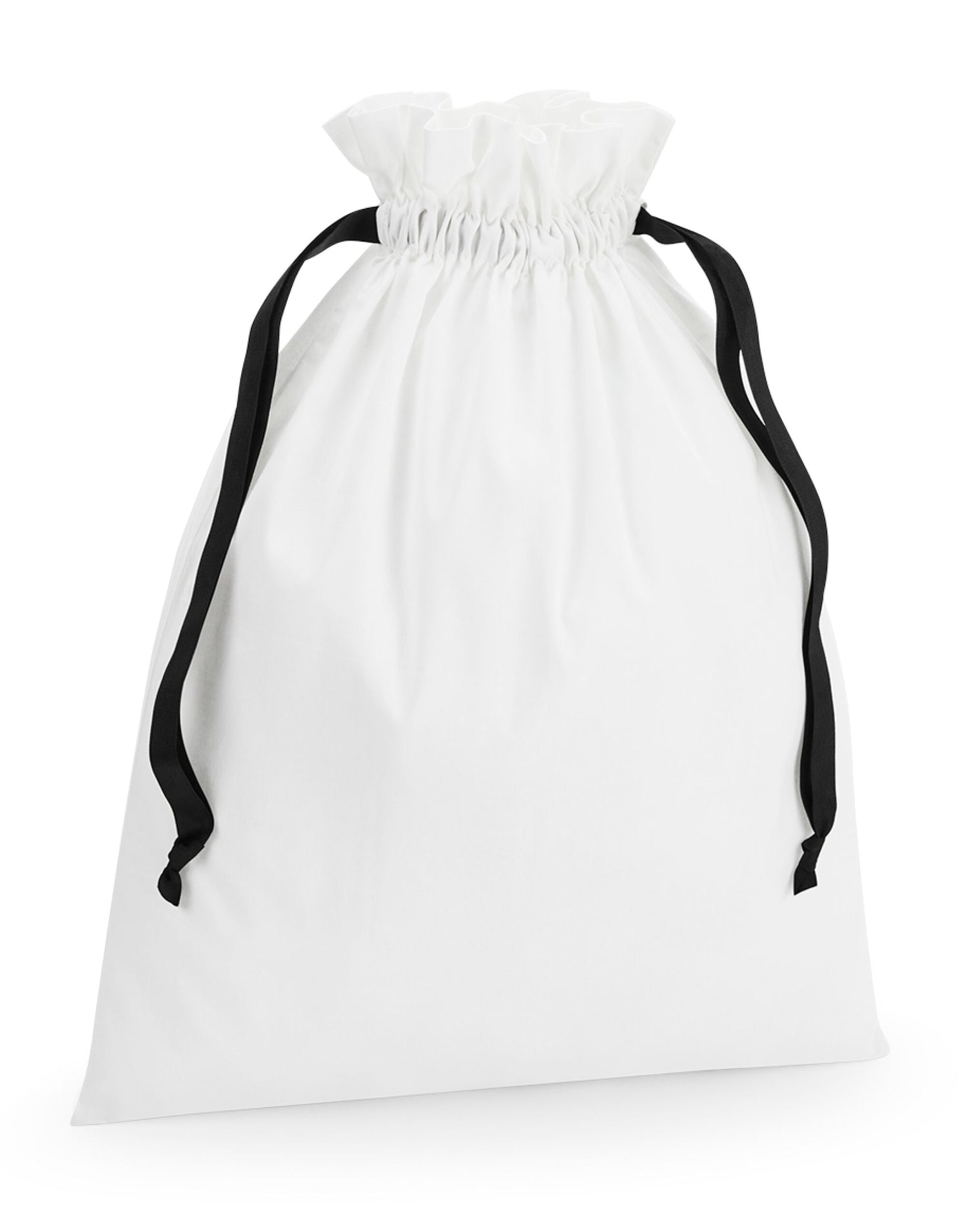Westford Mill Cotton Bag W Ribbon Cord w121 - Soft White Black - Customisable Bags