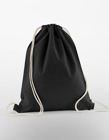 Westford Mill Organic Cotton InCo Gymsac w160 - Black O S - Customisable Bags