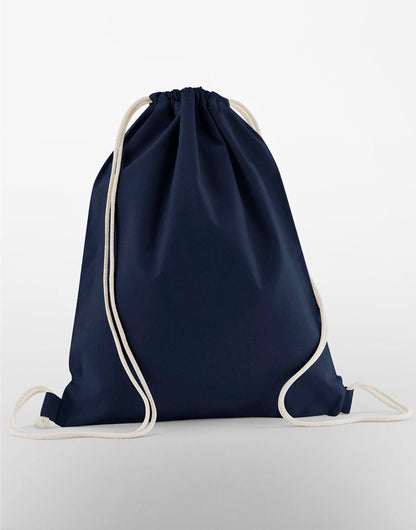 Westford Mill Organic Cotton InCo Gymsac w160 - French Navy O S - Customisable Bags