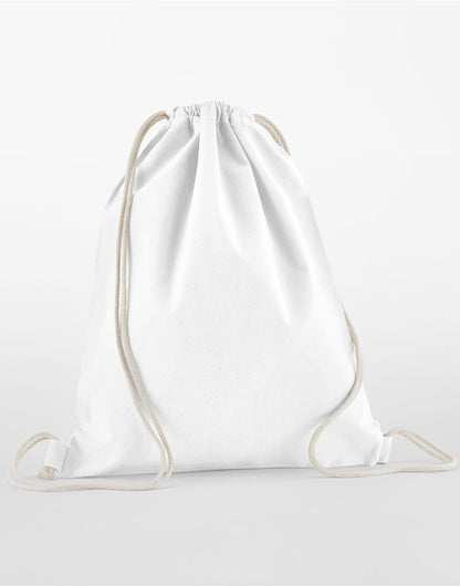 Westford Mill Organic Cotton InCo Gymsac w160 - White O S - Customisable Bags