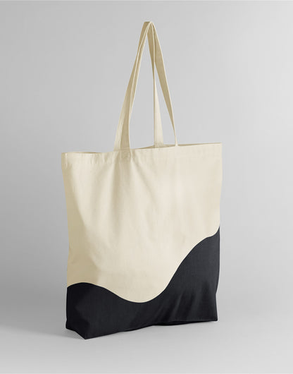 Westford Mill Wave Print Maxi Tote W235 - Natural Black O S - Customisable Bags