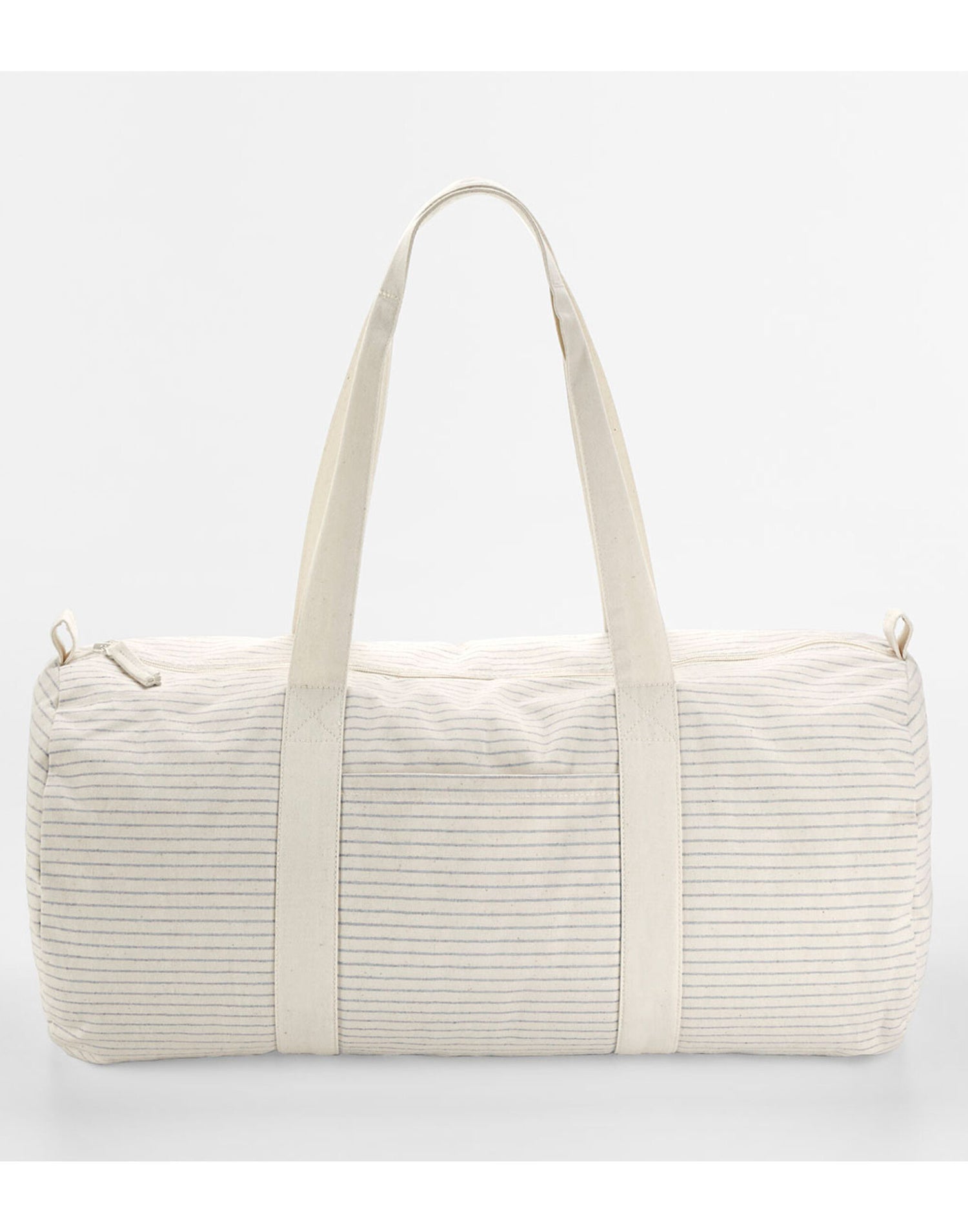 Westford Mill Striped Org Cot Barrel Bag w258 - Grey Stripe O S - Customisable Bags