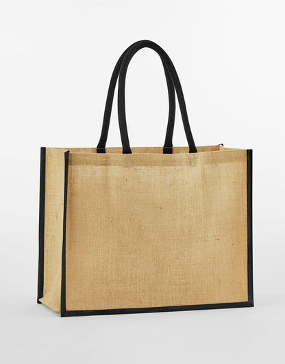 Westford Mill Starched Jute Classic Shop w470 - Natural Black O S - Customisable Bags