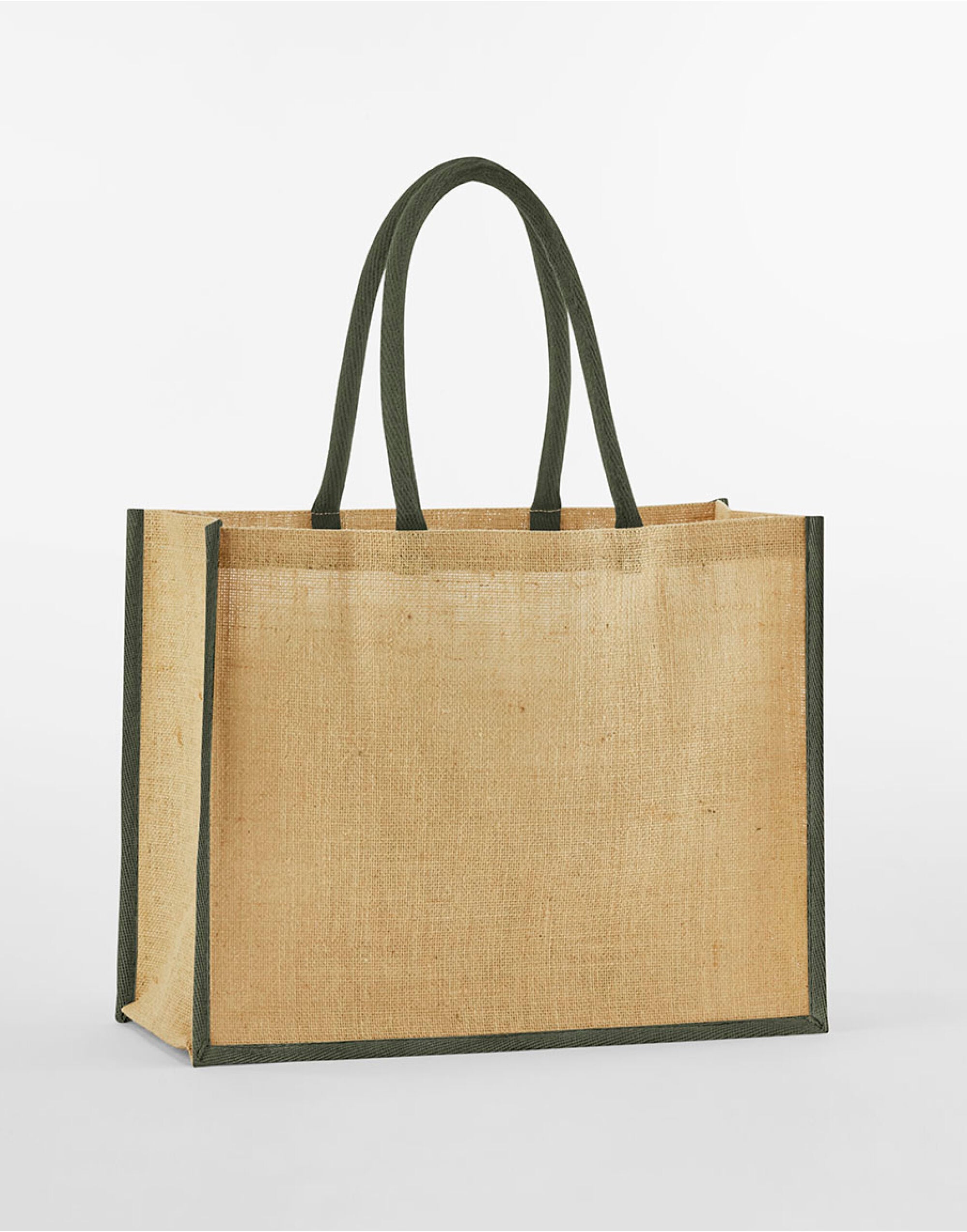 Westford Mill Starched Jute Classic Shop w470 - Natural Olive Green O S - Customisable Bags