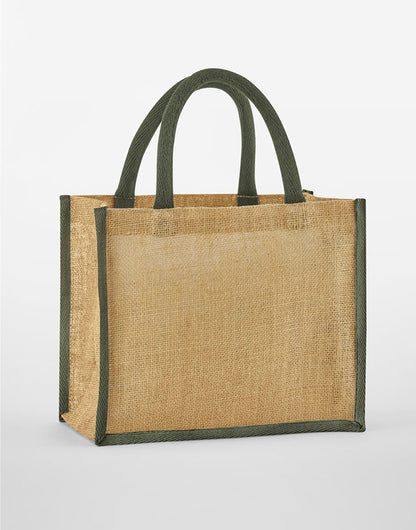 Westford Mill Starched Jute Midi Tote w473 - Natural Olive Green O S - Customisable Bags