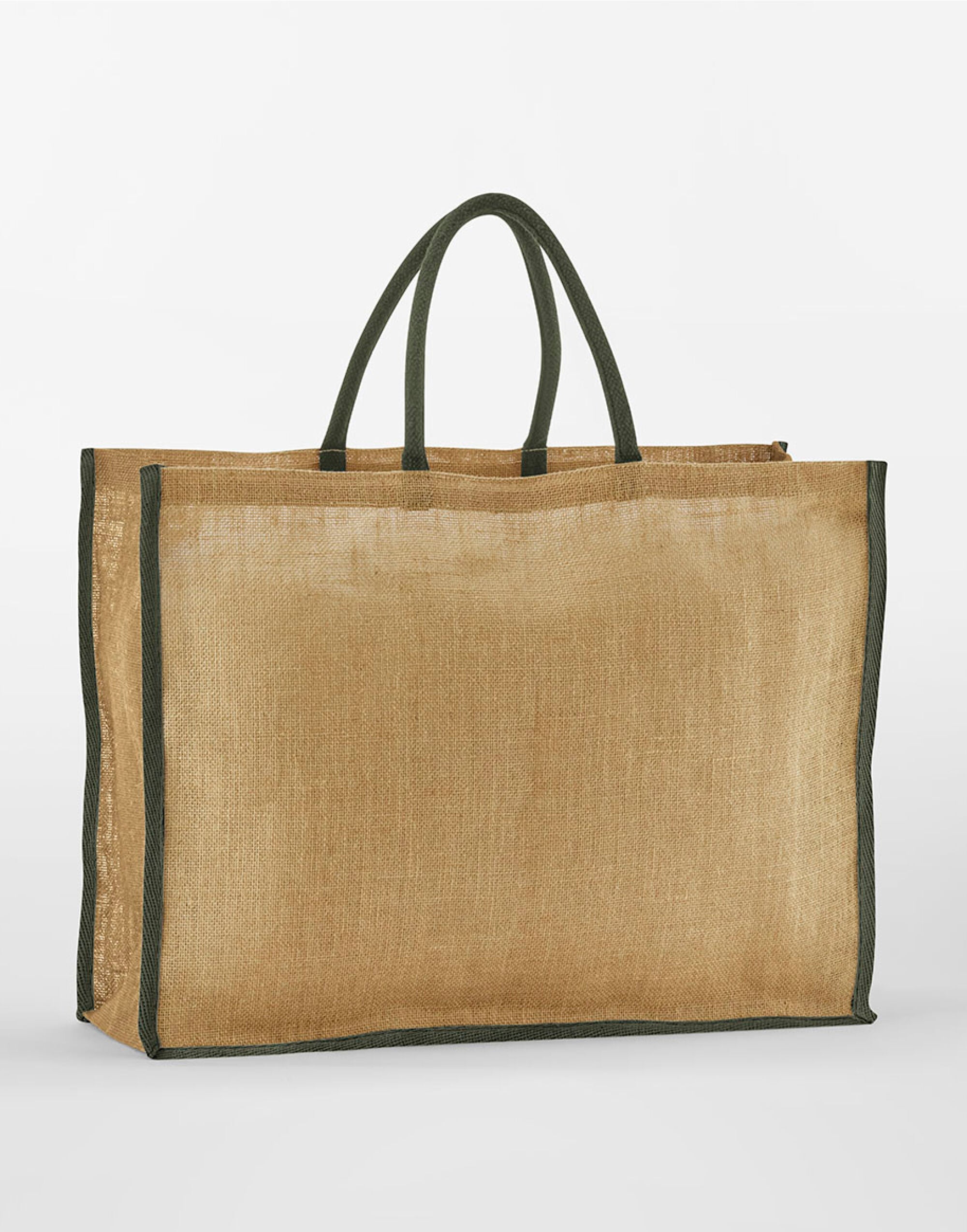 Westford Mill Starch Jute Market Shopper w475 - Natural Olive Green O S - Customisable Bags