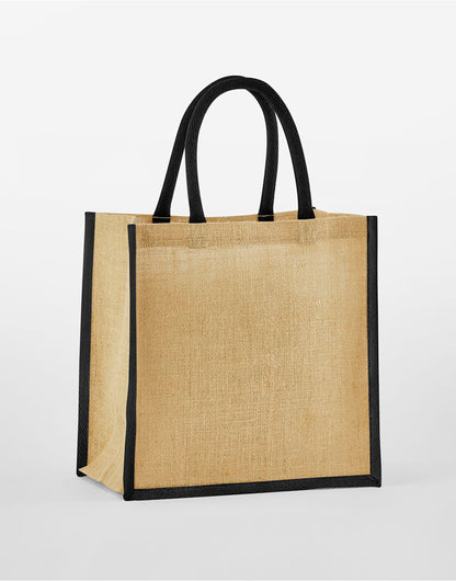 Westford Mill Starch Jute Miw477ni Gift Bag - Natural Black O S - Customisable Bags