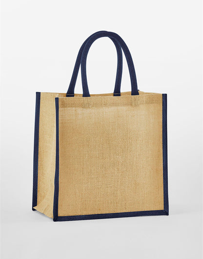 Westford Mill Starch Jute Miw477ni Gift Bag - Natural Navy O S - Customisable Bags