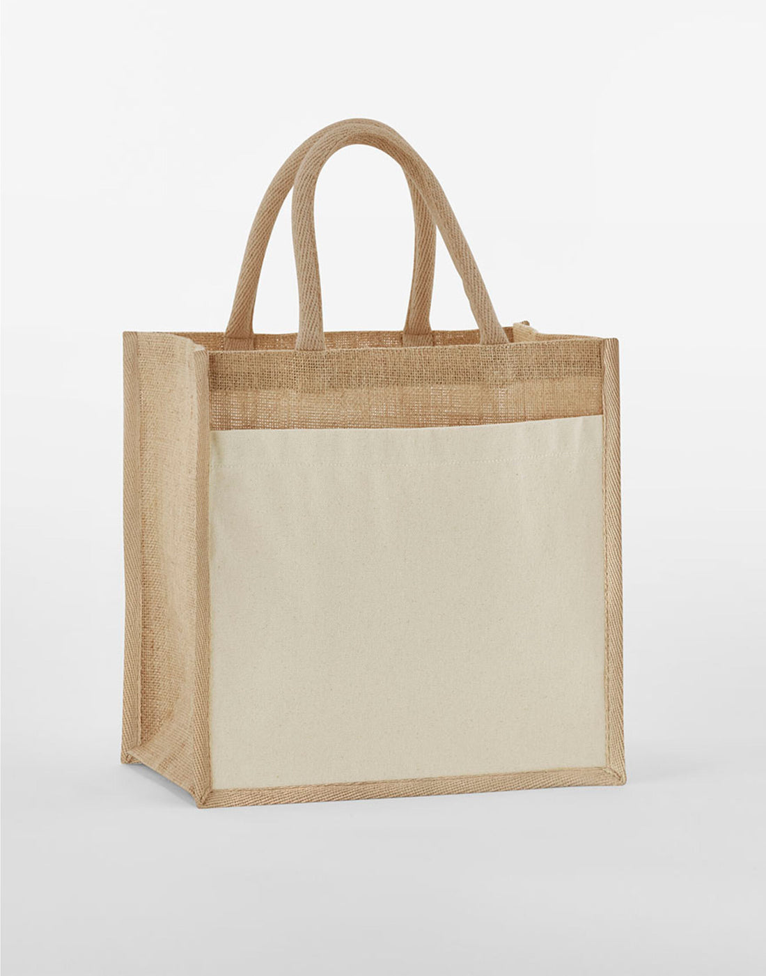 Westford Mill Pocket Starch Jute Tote w483 - Natural O S - Customisable Bags