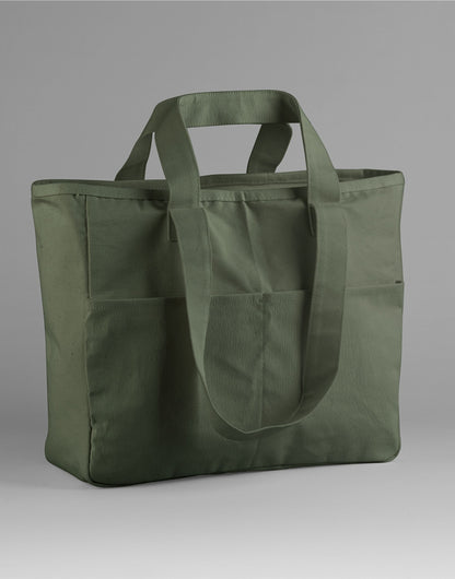 Westford Mill Cargo Pocket Tote W604 - Olive Green O S - Customisable Bags