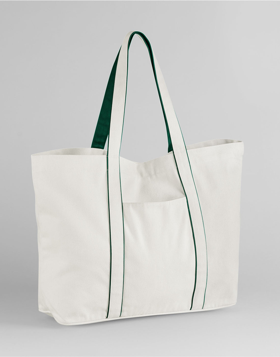 Westford Mill Courtside Large Tote W952 - Soft White Bottle Green O S - Customisable Bags