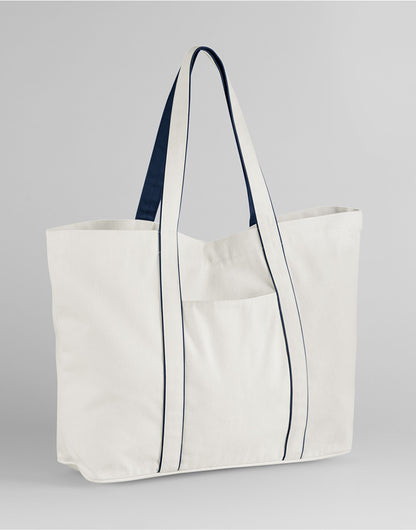 Westford Mill Courtside Large Tote W952 - Soft White French Navy O S - Customisable Bags