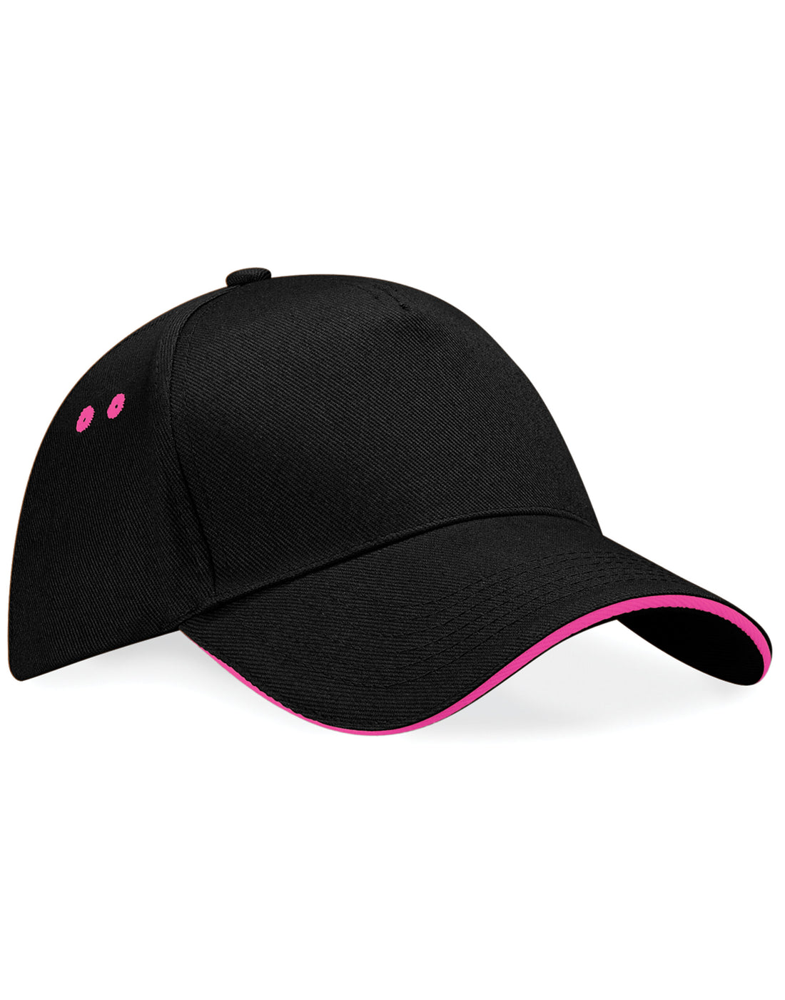 Beechfield Ultimate Sandwich Peak Cap B15C - Black Fuchia O S - Customisable Caps