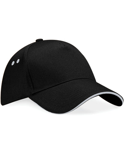 Beechfield Ultimate Sandwich Peak Cap B15C - Black Light Grey O S - Customisable Caps