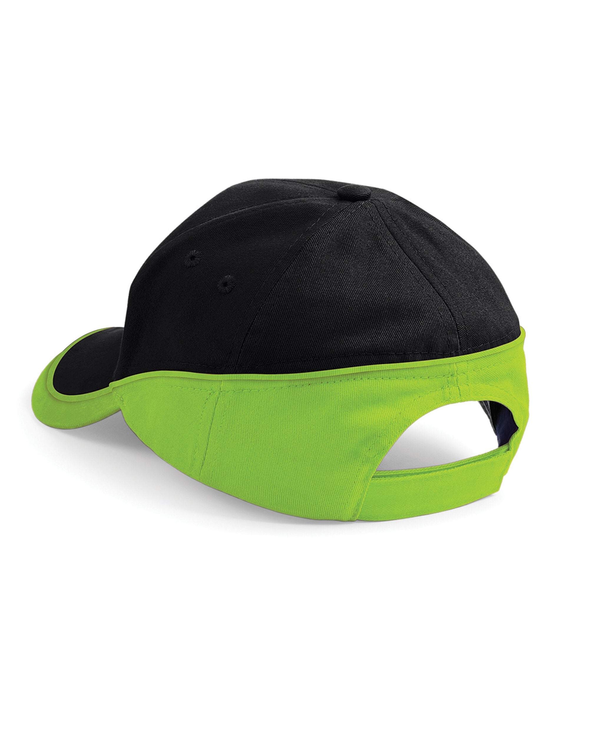 Beechfield Teamwear Competition Cap B171 - Black Lime Green O S - Customisable Caps