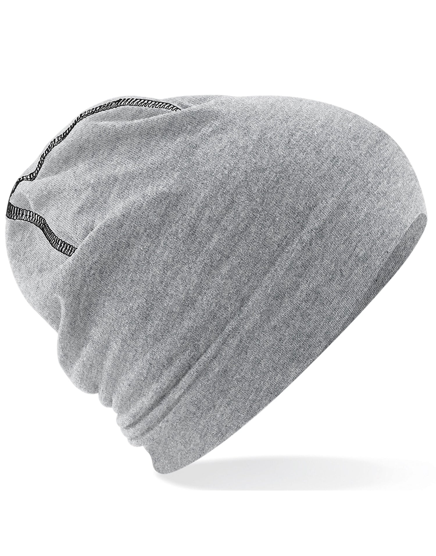 Beechfield Hemsedal Cotton Beanie B366 - Heather Grey Black O S - Customisable Beanies