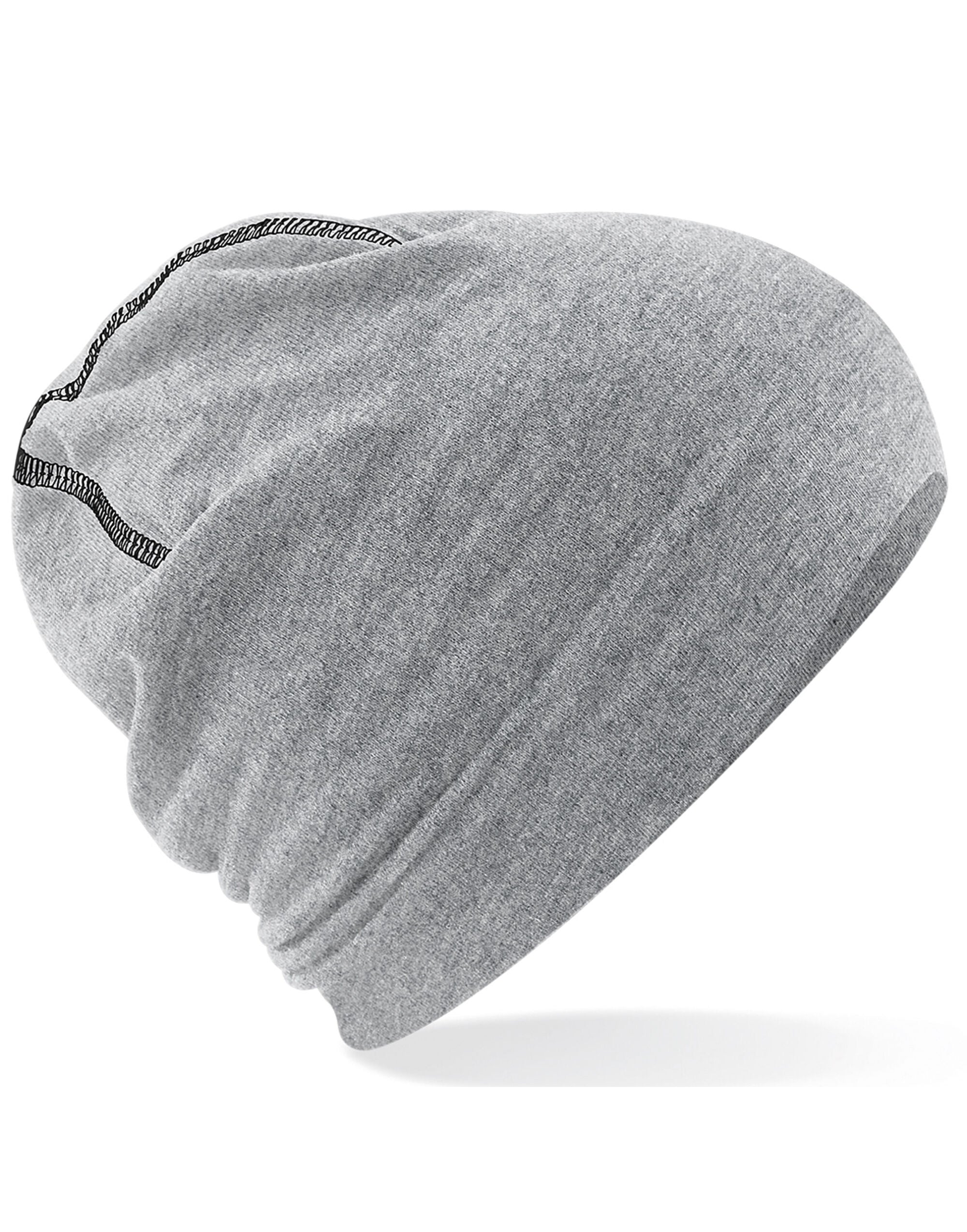 Beechfield Hemsedal Cotton Beanie B366 - Heather Grey Black O S - Customisable Beanies