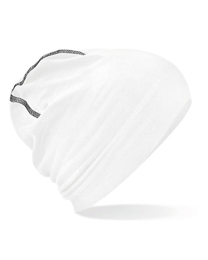 Beechfield Hemsedal Cotton Beanie B366 - White Black O S - Customisable Beanies