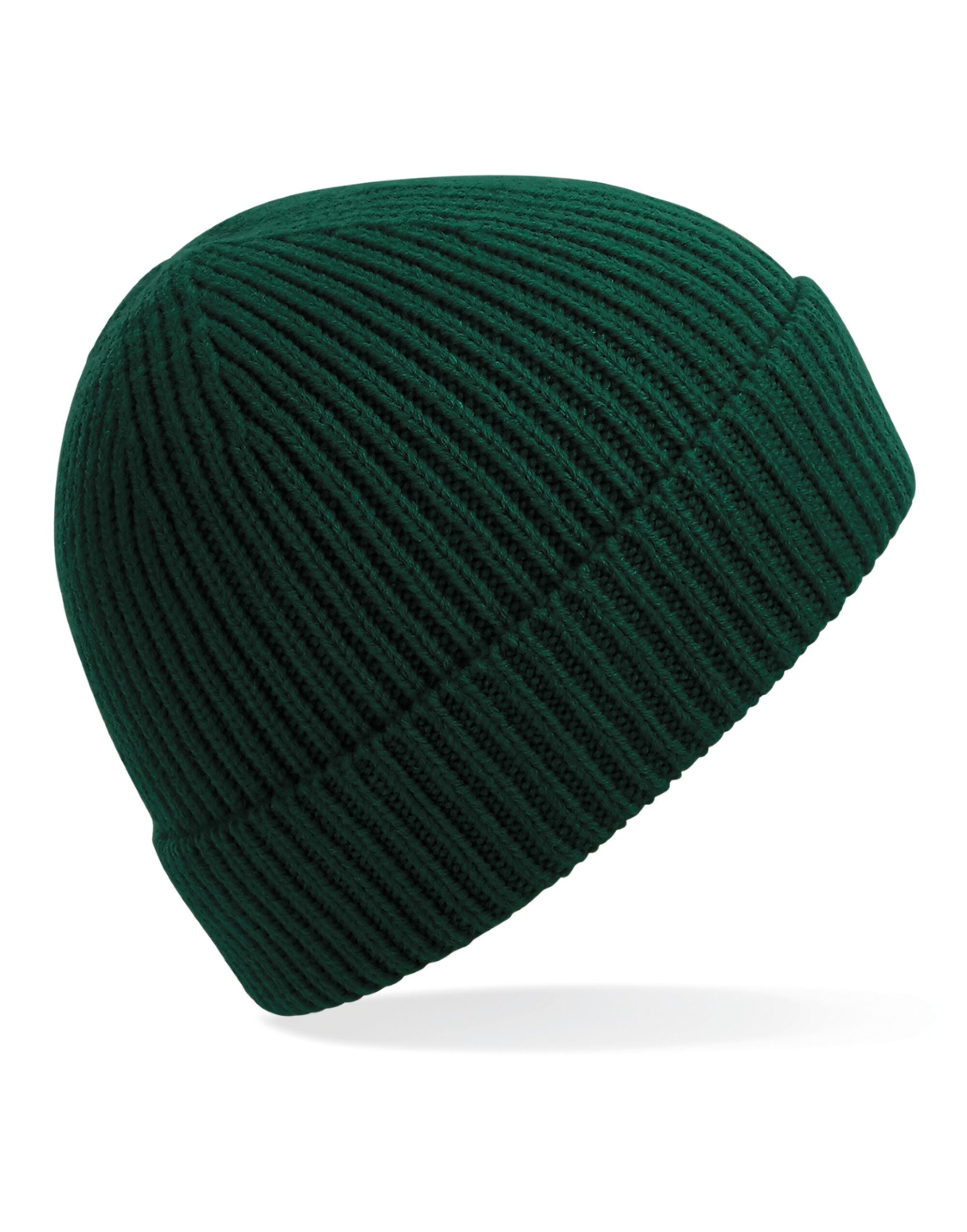 Beechfield Engineered Knit Ribbed Beanie B380 - Bottle Green O S - Customisable Beanies