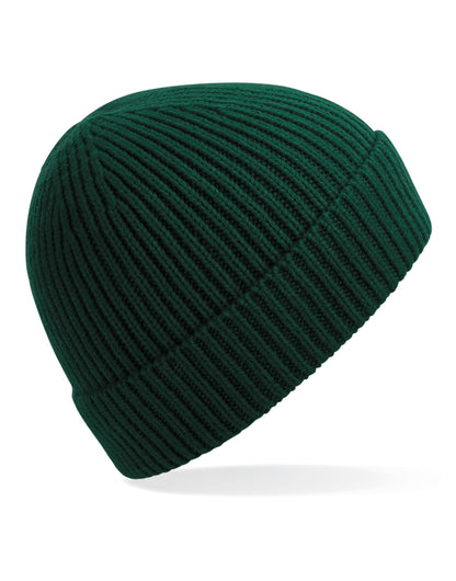 Beechfield Engineered Knit Ribbed Beanie B380 - Bottle Green O S - Customisable Beanies