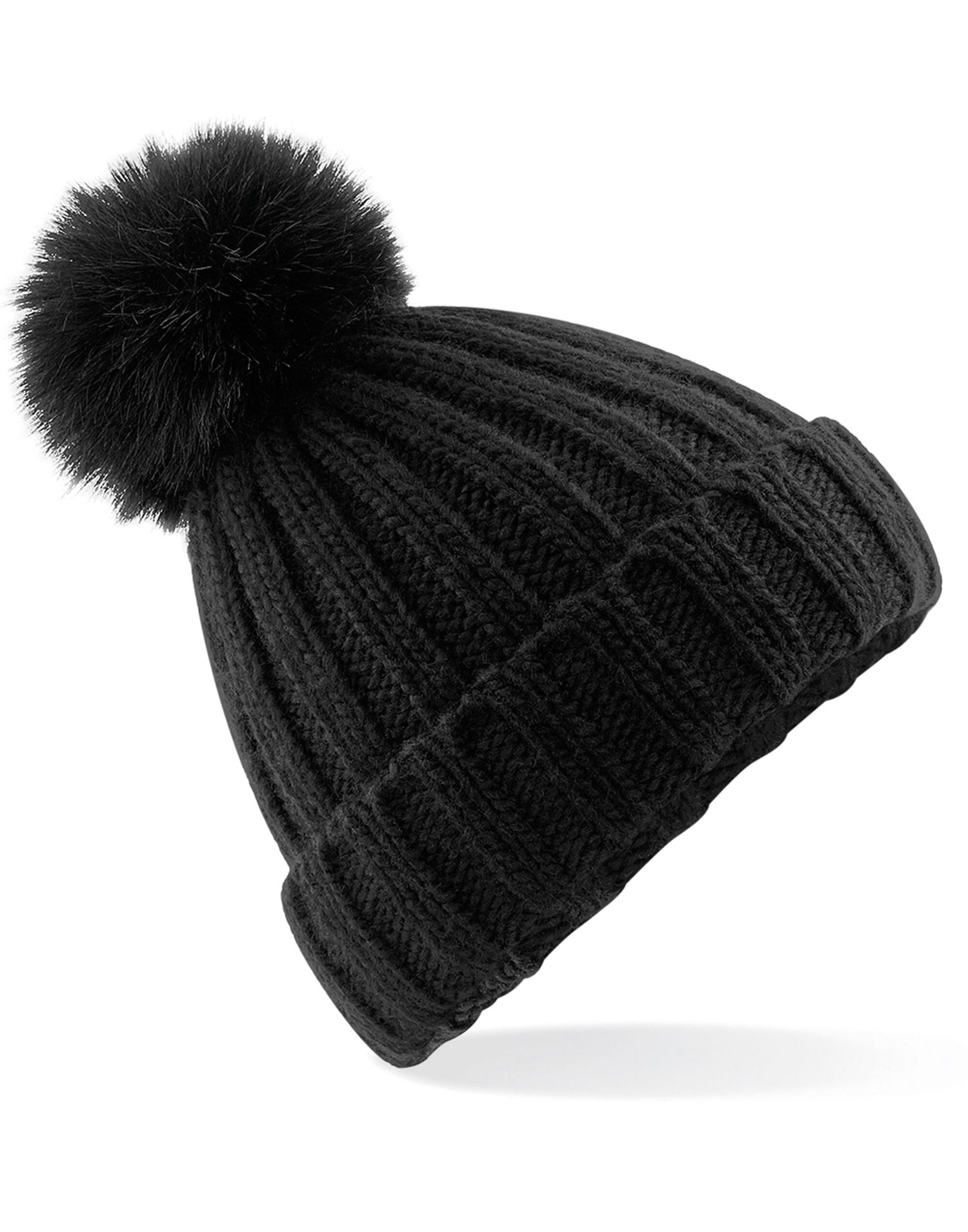 Beechfield Verbier Fur Pop Pom Beanie B413 - - Customisable Beanies