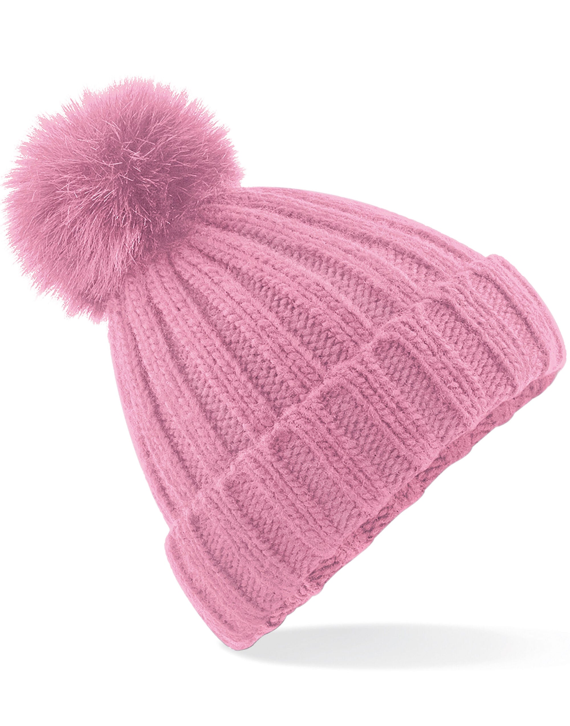 Beechfield Verbier Fur Pop Pom Beanie B413 - O S - Customisable Beanies
